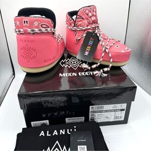 NWT Alanui x Moon Boot Pink Bandana Full Moon Low Pink Pumps Boots moonboots
